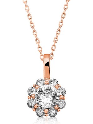 Aya Diamond Gümüş Rose Çiçek Kolye