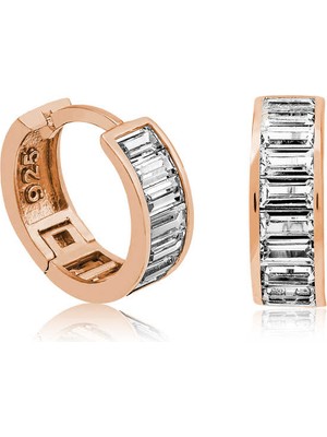 Aya Diamond Gümüş Rose Baget Taşlı Halka Küpe