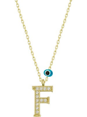 Aya Diamond Gümüş Nazar Gold F Harfi Kadın Kolye