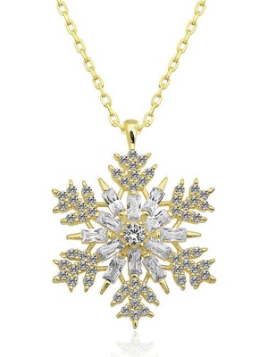 Aya Diamond Gümüş Gold Kar Tanesi Kolye