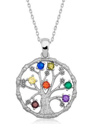 Aya Diamond Gümüş Renkli Taşlı Hayat Ağacı Kadın Kolye
