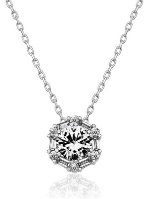 Aya Diamond Gümüş Buz Beyazı Baget Taşlı Bayan Kolye