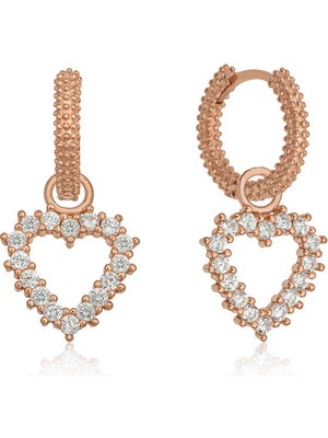 Aya Diamond Gümüş Halka Kalp Bayan Küpe