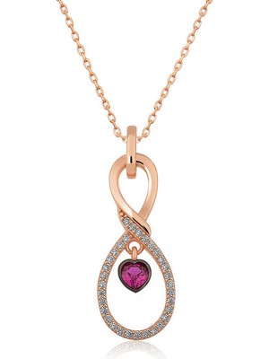 Aya Diamond Gümüş Rose Sonsuz Kalp Kolye