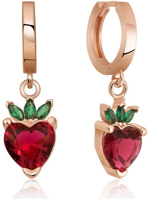 Aya Diamond Gümüş Çilek Figür Meyve Küpe