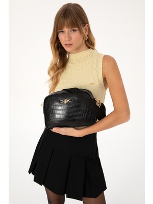 U.S. Polo Assn. Kadın Siyah Kroko Çapraz Çanta 50317817-VR046
