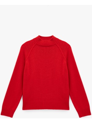 Koton Uzun Kollu Dik Yaka Oversize Triko Kazak