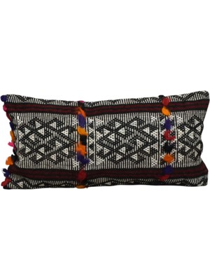 Kilim Antik El Dokuma Dekoratif Lumbar Kilim Kırlent Yastık Kılıfı 1081 - Yeni - Çok Renkli