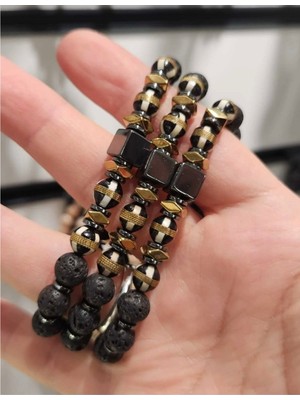 Altınsoy Tesbih %100 Doğal Kuka ,lav ve Hematit Taşı Bileklik