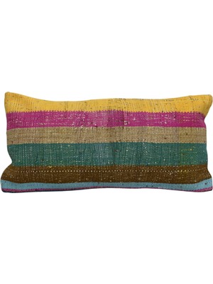 Kilim Antik El Dokuma Dekoratif Lumbar Kilim Kırlent Yastık Kılıfı 1056 - Yeni - Çok Renkli