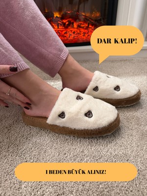 Ayşa Kadın Sessiz Taban Yumuşak ve Hafif Ayıcık Desenli Peluş Ev Terliği