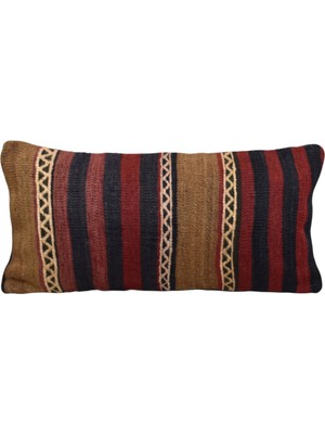 Kilim Antik El Dokuma Dekoratif Lumbar Kilim Kırlent Yastık Kılıfı 1071 - Yeni - Çok Renkli