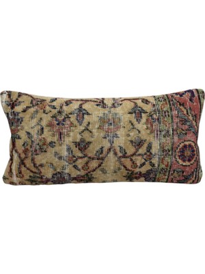 Kilim Antik El Dokuma Dekoratif Lumbar Halı Kırlent Yastık Kılıfı 1067 - Vintage - Çok Renkli