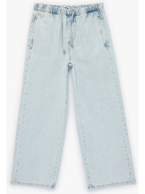 Koton Pamuklu Beli Bağcıklı Geniş Paça Denim Pantolon