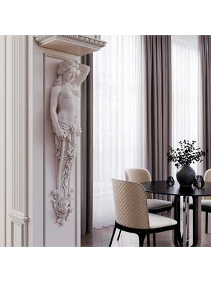 Yaratıcı Sanatlar Atölyesi 40 cm Büyük Boy Antik Işlemeli 3 Boyutlu Duvar Heykeli Antik Roma Yunan Heykel