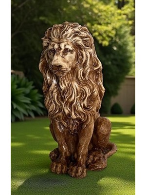 Libre Design Dekoratif 53 cm Kahverengi Aslan Heykeli Ev Balkon Bahçe Dekorasyon Bohem Biblo Heykel