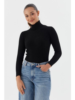 Shopping Shop Boğazlı Fitilli Kazak Sıyah