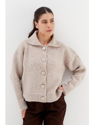 Shopping Shop Yumuşak Dokulu Triko Hırka Bej