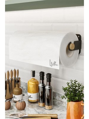 Soyluhan Store Yapışkanlı Doğal Gürgen Ağaç Ahşap Bar Metal Rulo Kağıt Havluluk, Kağıt Havlu Standı, Banyo Mutfak Havlu Çubuğu, Peçetelik Kağıt Havlu Rafı, Kağıt Havluluk Askısı (Metal, Siyah)