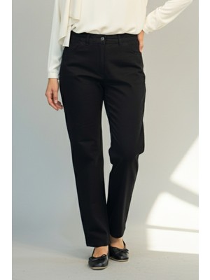 Lale Butik Kadın Düz Kesim Kot Pantolon 02 Siyah