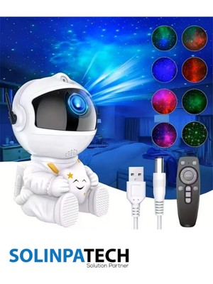 Feyza Design Astronot Şekilli Nebula Galaksi Projektör Gece Lambası, Kumandalı, Gökyüzü Işıklandırma