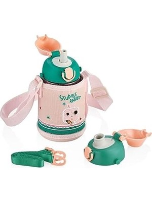 Tuncel Store Uzspace 2041 700ML Kılıflı Iki Ayrı Kapaklı Pipetli/pipetsiz Taşıma Askılı Tritan Çocuk Su Matarası