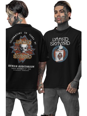 Fuddy Moda Unisex Ryman Auditırium Sırt Baskılı Tişört, Oversize Rock Band Lynyrd Skynyrd Temalı T-Shirt