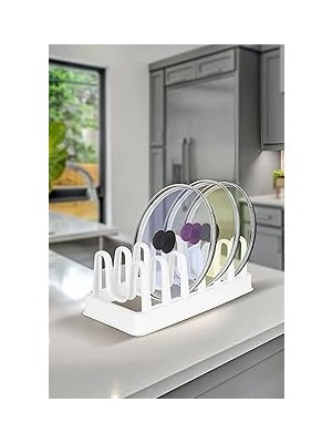 Tuncel Store Orret Plastik 6 Bölmeli Tencere Kapağı ve Tabak Düzenleyici Organizer, Dolap Içi ve Tezgah Üst