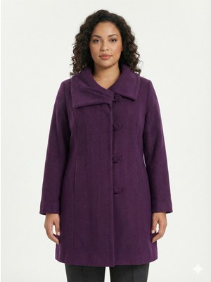 Roxxlen Büyük Beden Klasik Cepli Keçe Kaban