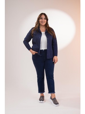 Roxxlen Büyük Beden Çıtçıt Gabardin Ceket