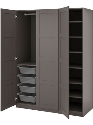 Hobiurun Pax Gardırop, Koyu Gri, 150X60X201 cm