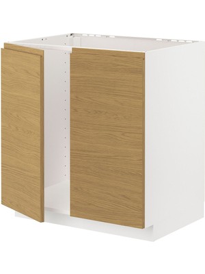 Hobiurun Eviye dolabı, VOXTORP meşe görünümlü, 80x60 cm, 2 kapaklı