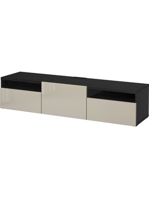Hobiurun Tv sehpası, venge-parlak cila-bej, 180x42x39 cm, SELSVIKEN, çıt çıt raylı