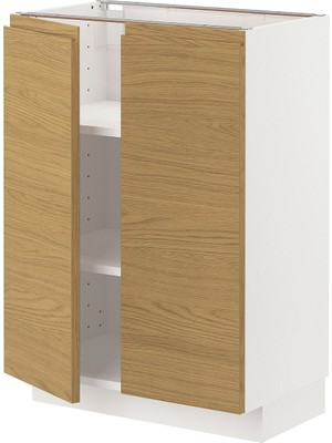 Hobiurun Kapaklı Alt Dolap, Voxtorp Meşe Görünümlü, 60X37 cm, 2 Kapaklı