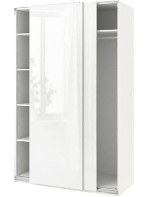 Hobiurun PAX sürgü kapaklı gardırop, beyaz-parlak cila, 150x66x236 cm