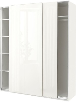 Hobiurun PAX sürgü kapaklı gardırop, beyaz-parlak cila beyaz, 200x66x236 cm
