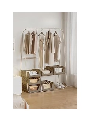 Tuncel Store Mithra Life 6 Bölmeli Kayar Raf Organizer Dolap Içi Kıyafet Aksesuar Düzenleyici Bej 45X35 cm MIT12