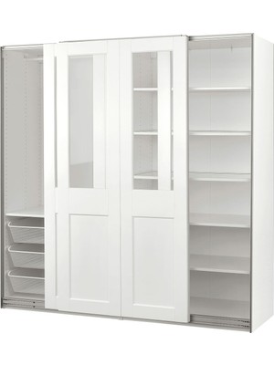 Hobiurun PAX sürgü kapaklı gardırop, beyaz-saydam cam, 200x66x201 cm