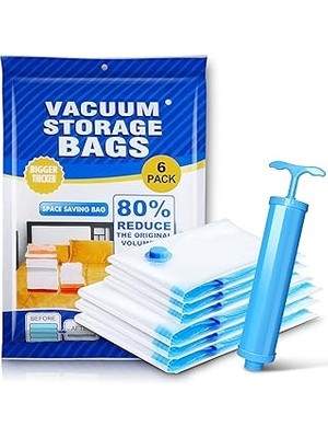 Tuncel Store Epxee Vakumlu Torba, 6 Adet, 3 x ve 3 x Büyük, Vakumlu Torba, Elektrikli Süpürge El Pompası I