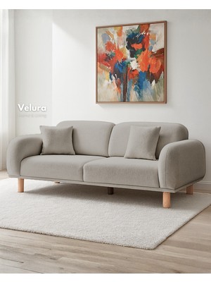 Lara Sırt Mekanizmalı Üç Adet Üçlü Kanepe & Yataklı 3'lü Koltuk (3+3+3) - Latte