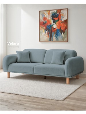 Lara Sırt Mekanizmalı Üç Adet Üçlü Kanepe & Yataklı 3'lü Koltuk (3+3+3) - Turkuaz