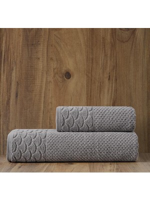 Storemax Soley | Alana | Yumuşak Pamuklu Pirinç Örgü 2'li Havlu Seti Gri