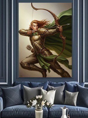 Karizma Tablo Kanatlı Peri Yeşil Çizimi Dekoratif Kanvas - Mdf Ahşap Tablo