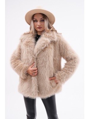 Navy Yakalı Kürk Ceket