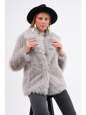 Navy Yakalı Kürk Ceket