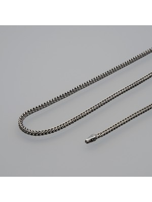 Silvalli 3n Kare Traşsız Tilki Kuyruğu Gümüş Zincir