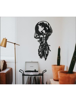 Storemax Atlas Metal Duvar Dekoru – Modern Estetik Dekoratif Set – Büyük Asılı Heykel – Dış Mekan Panel Sanatı ve Rustik Poster (23-50CM)