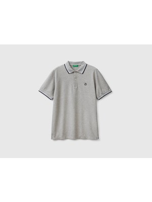 Benetton Erkek Gri Polo Yaka Tshirt