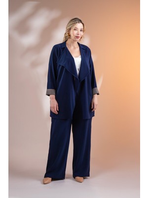 Roxxlen Kadın Büyük Beden Mendil Yaka Ceket