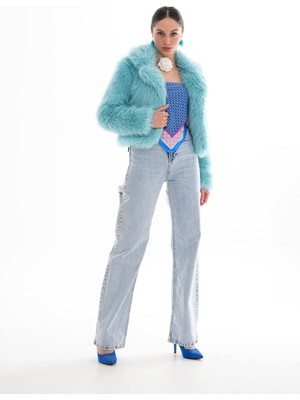 Navy Yakalı Crop Boy Ceket